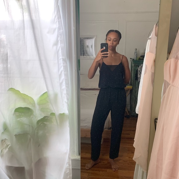 Club Monaco Pants - CLUB MONACO silk jumpsuit with pearl detailing